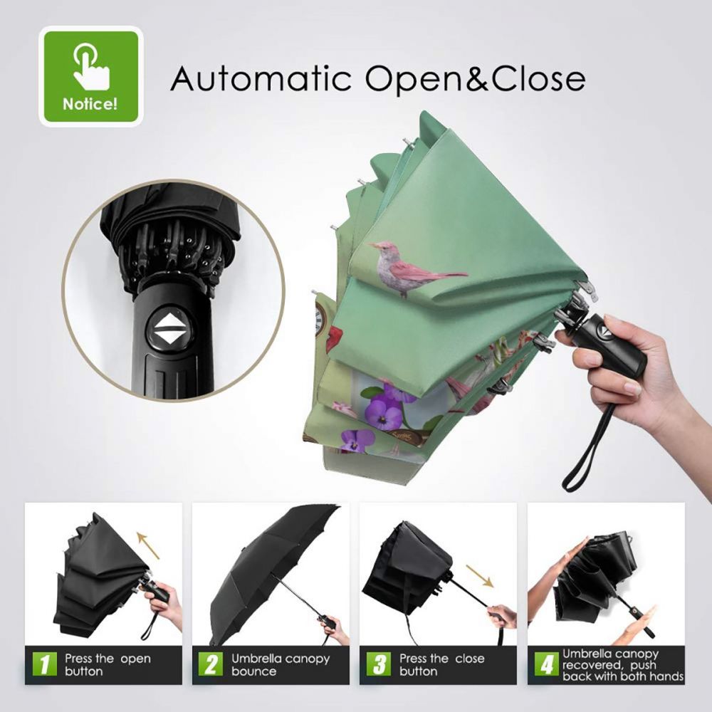 Wind Resistant Folding Automatic Umbrella Women Auto Flamingo Windproof Umbrellas Rain For Men Parasol