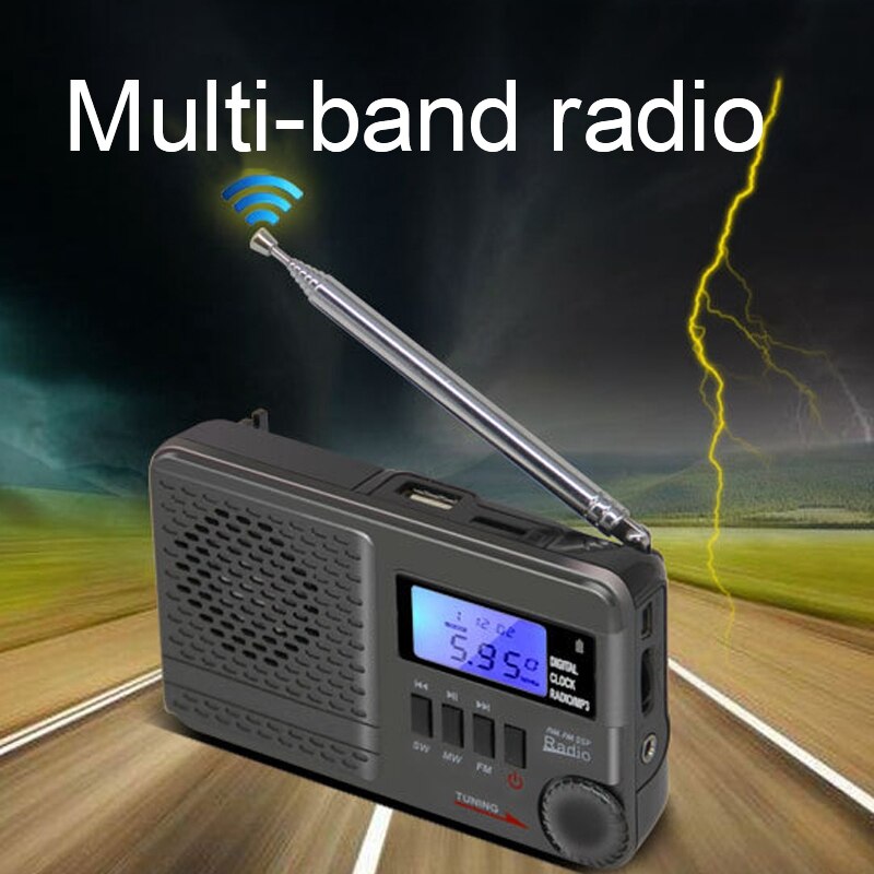Multi-Band Multifunctionele Radio, Led Display Fm/Am Radio, stereo Anti-Zand Oplaadbare Radio