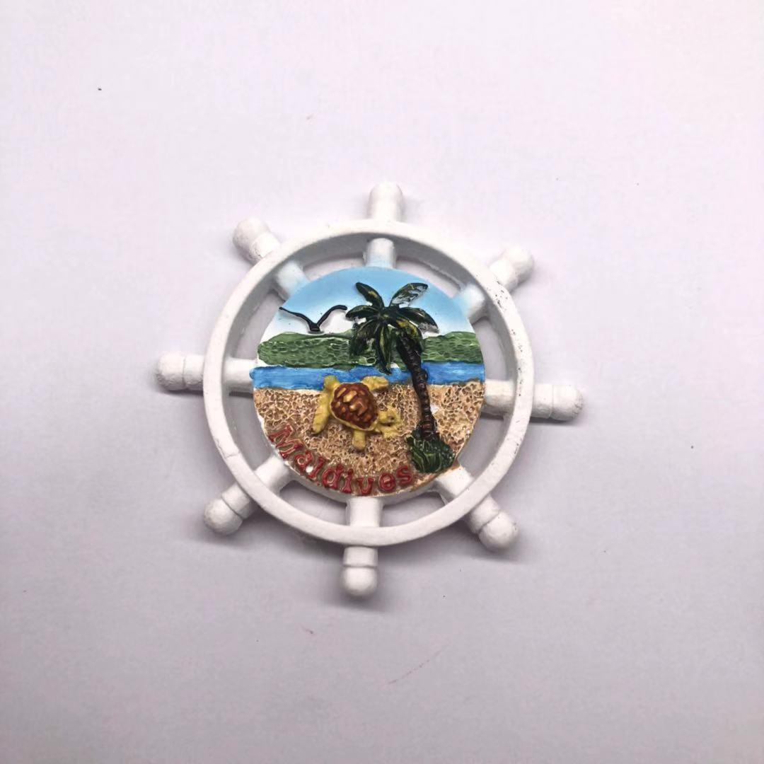 Kylskåp magnet magnetisk harts medelhavsvind fyr sjöman kapten kryssningsfartyg souvenirer kylskåp dekoration: Ratt d