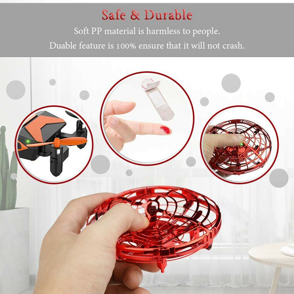 Mini Drone Quad Induction Levitation UFO LED Light USB Charging Kids Toy RC Airplanes