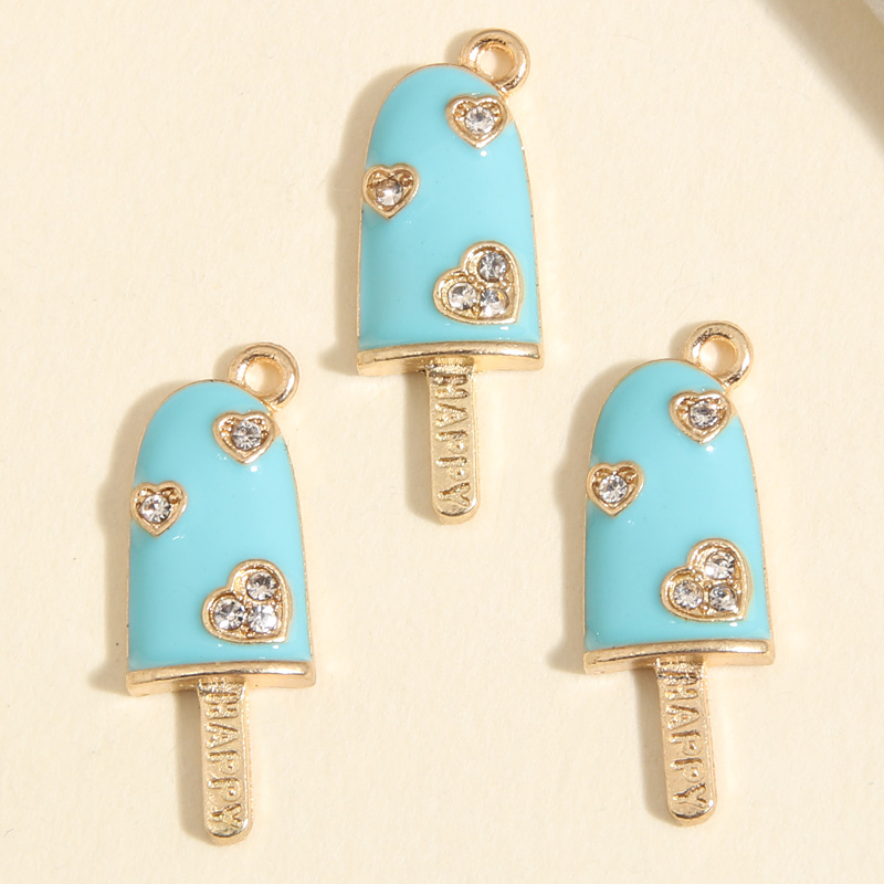 10 Uds. De abalorios de helado esmaltados de 25x9mm de Color dorado, colgante feliz, collares aptos para manualidades, joyería hecha a mano, suministros para encontrar: Marrón