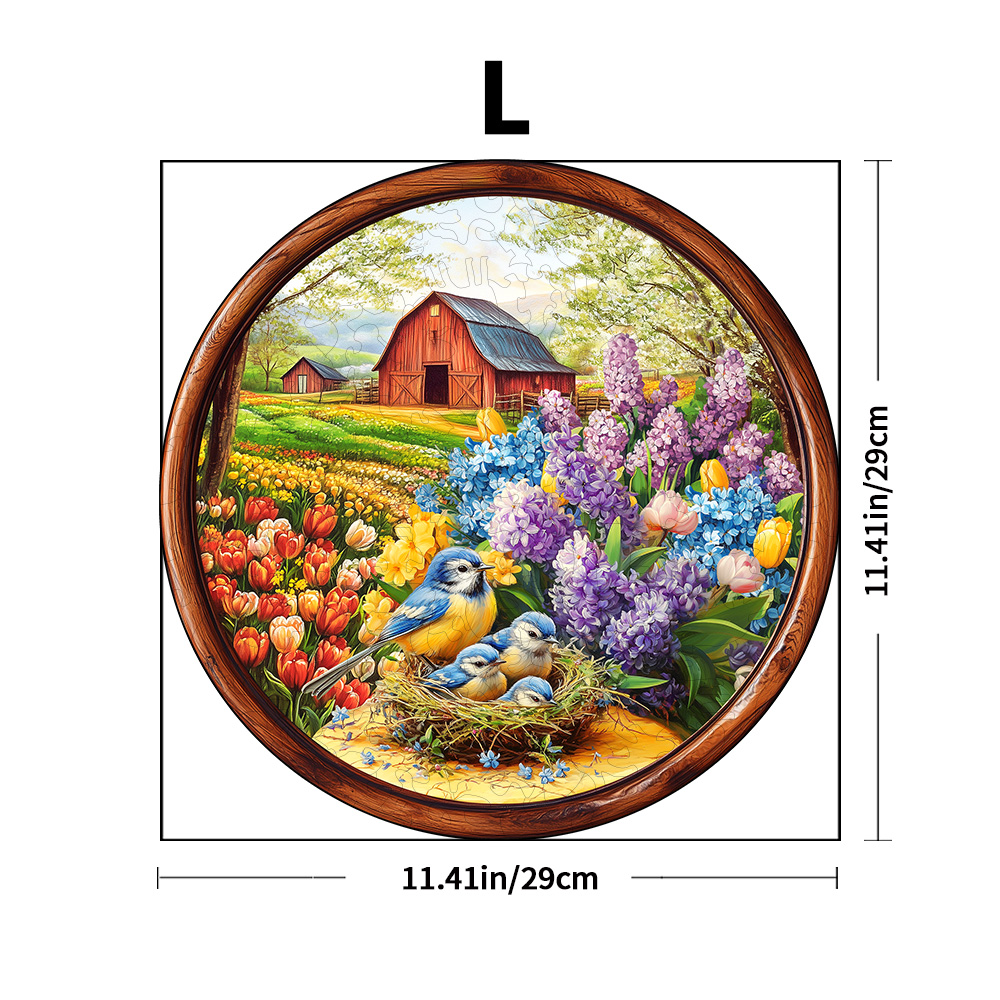 Adult wooden puzzle featuring a 3D garden bird nest and ecological scenery, unique animal-shaped puzzle toys for adults, perfect: black
