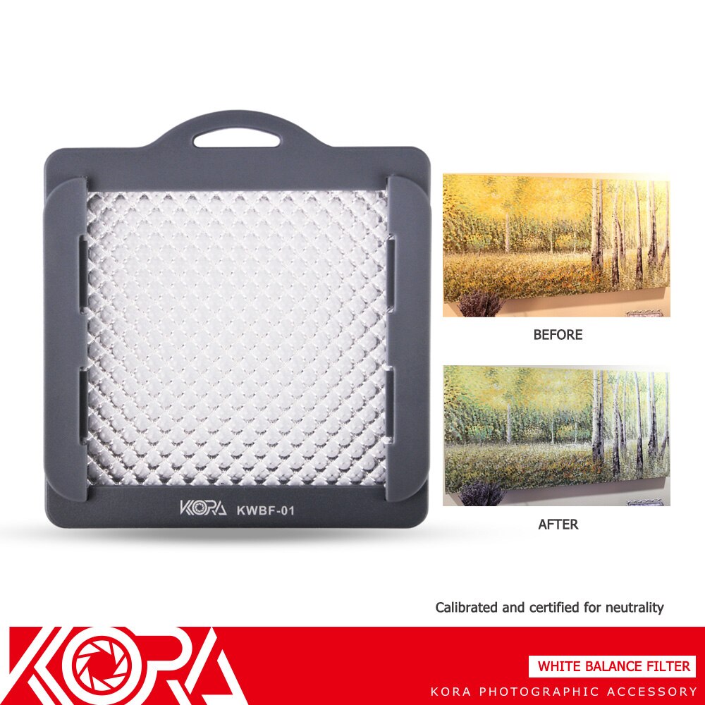 Kora kwbf -01 fotografering hvidbalance filter med strop grå kort til kamera linse op  to 83mm tråd størrelse