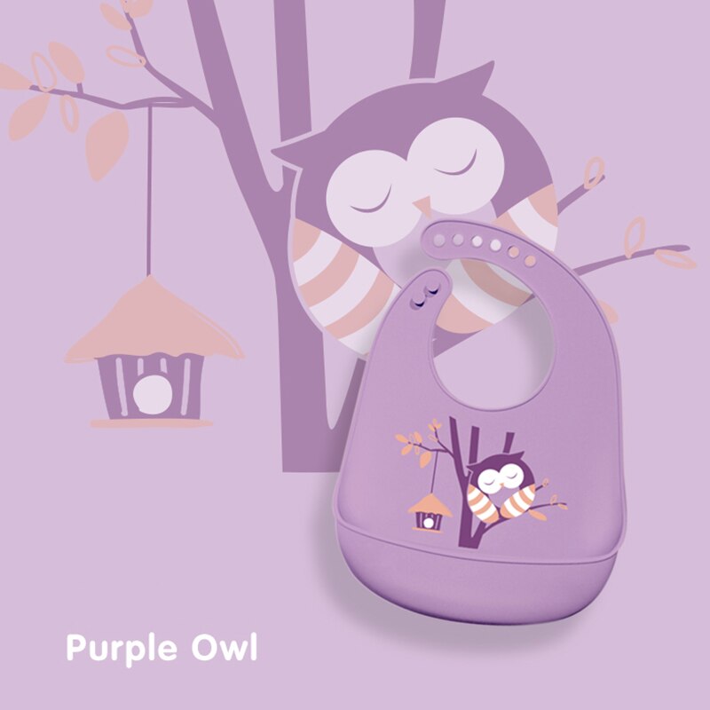 2 stücke Baby Lätzchen Wasserdichte Silikon Baby der lebensmittel tasche Stereo wasserdicht Super weiche lebensmittel tasche freundlicher speichel tasche waschen-freies: Violett Vogel
