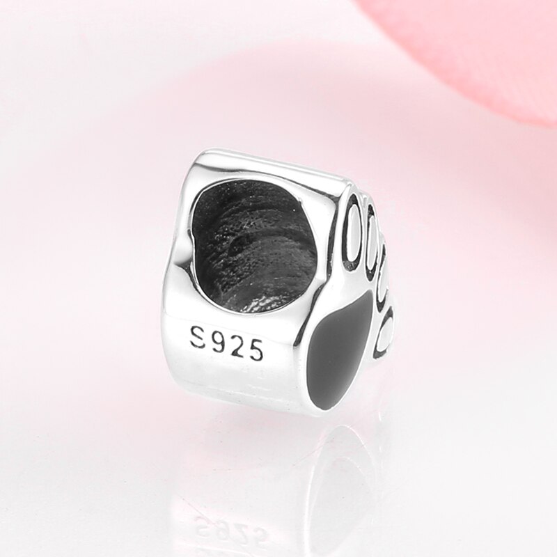 Di lusso del canna Zampa perline 925 sterlina d'argento balck Fascino Dello Smalto Misura Fascino Originale JIUHAO Braccialetto D'argento Dei Monili 925