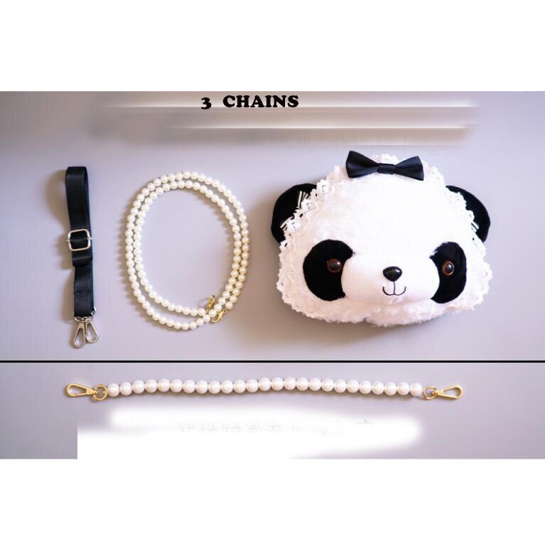 Flicka prinsessa lolita väska födelsedagsfest panda väska handgjord lolita rosa jk axelväska messenger vit och svart väska  md14: 3 kedjor