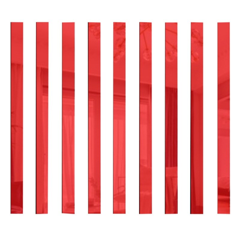 10Pcs/Set Striped Adhesive Removable Acrylic Mirror Sheets Wall Mirror Stickers Self Decals For Home Art Room Bedroom: R