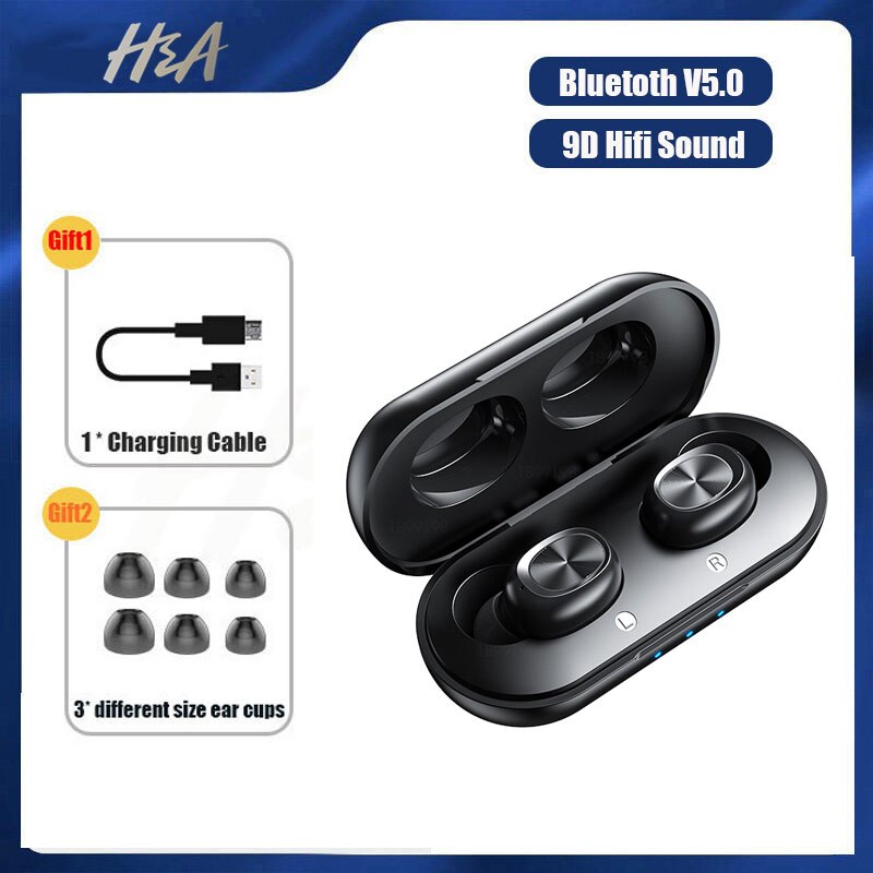 H & Een Tws 5.0 Mini Draadloze Hoofdtelefoon Led Bluetooth Oortelefoon Hifi Sport Waterdichte Headsets Oordopjes Met Microfoon Voor Android: B