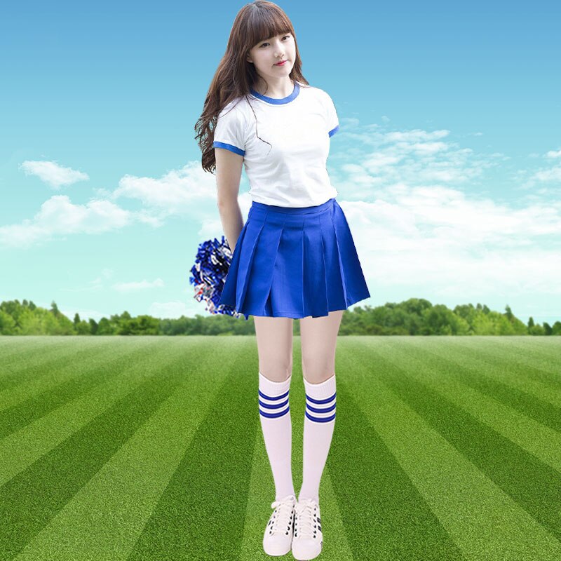 Clothes Female Group Dance Modern Performance Clothing Cheerleading Vitality Pink Blue Gray Split Short Sleeve Suit