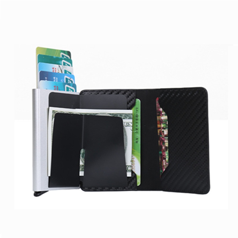 BISI GORO RFID Blocking Card Wallet Men Women Credit Card Holder Carbon Card Holder Aluminum Slim Short Card ID Holder