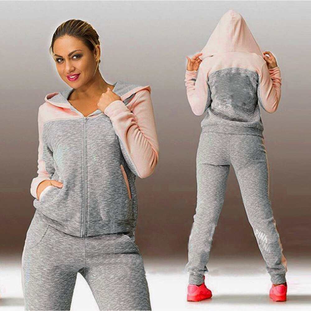 2 delige Set Vrouwen Hoodie Casual Trainingspak Pakken Sweatshirt Joggingbroek Herfst Winter Warme Kleding Jogging Set