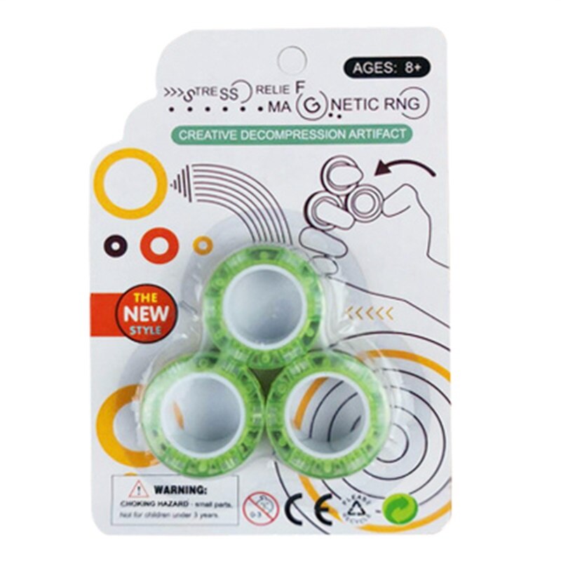 Hot 3 sztuk magnetyczne Spinne Fidget pierścień Spinner magnes zabawki typu Fidget Unzip antystresowy dla dzieci dorosłych magnetyczne pierścienie...: Luminous-C