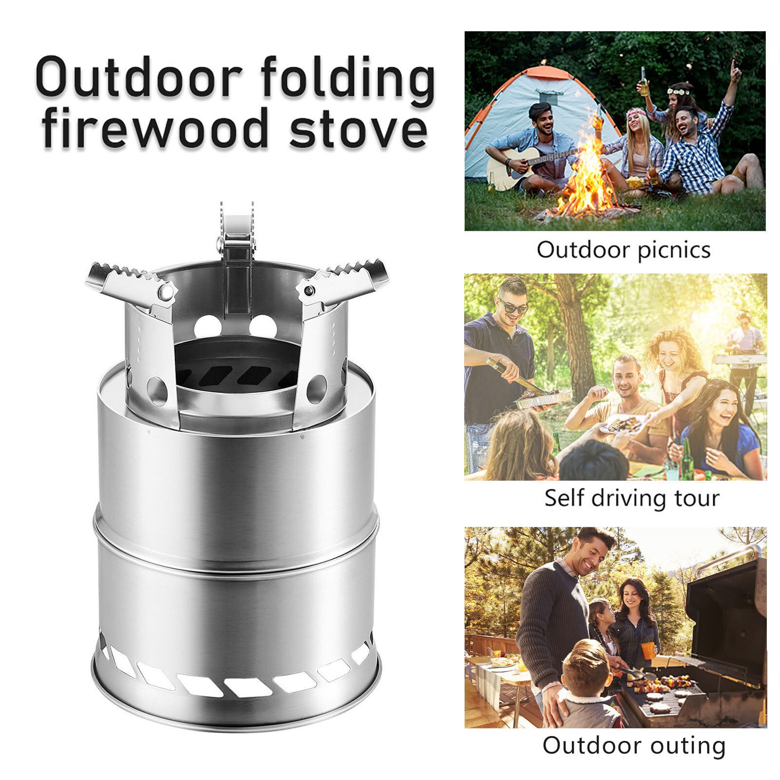 4# Portable Camping Hiking Stove Heater Outdoor Barbecue Rack Removable Picnic Cooker Stove Equipment Mini Barbecue