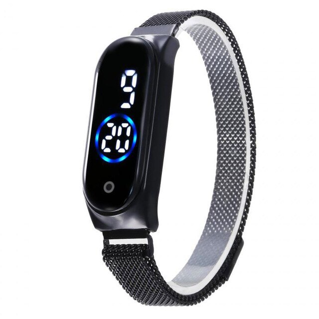 Frauen Uhren Digitale Armbanduhren LED Magnetit Wasserdichte berühren Reis berühren Kontrolle: Schwarz