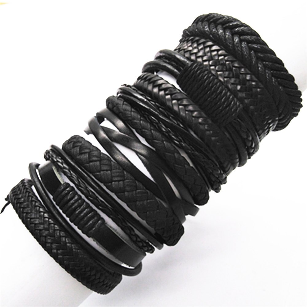 Bracelets en cuir tressé noir pour hommes et femmes, bijou d&#39;arbre, fait à la main, disponible , bijoux , 10 pièces/ensemble