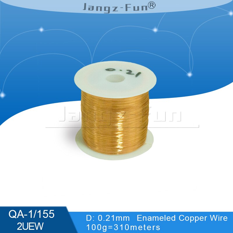100g polyuretanemaljerad koppartråd lackerad diameter 0.1mm to 0.4mm qa -1/155 2 uew för transformatortrådbygel: 0.21mm 310 meter