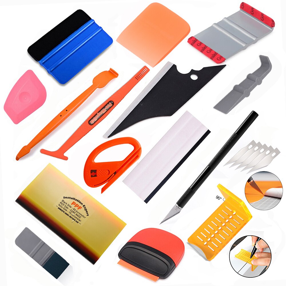 FOSHIO Vinyl Wrapping Car Accessories Tools Kit Sticker Cut Knifeless Tape Carbon Fiber Film Squeegee PPF Scraper Window Tint