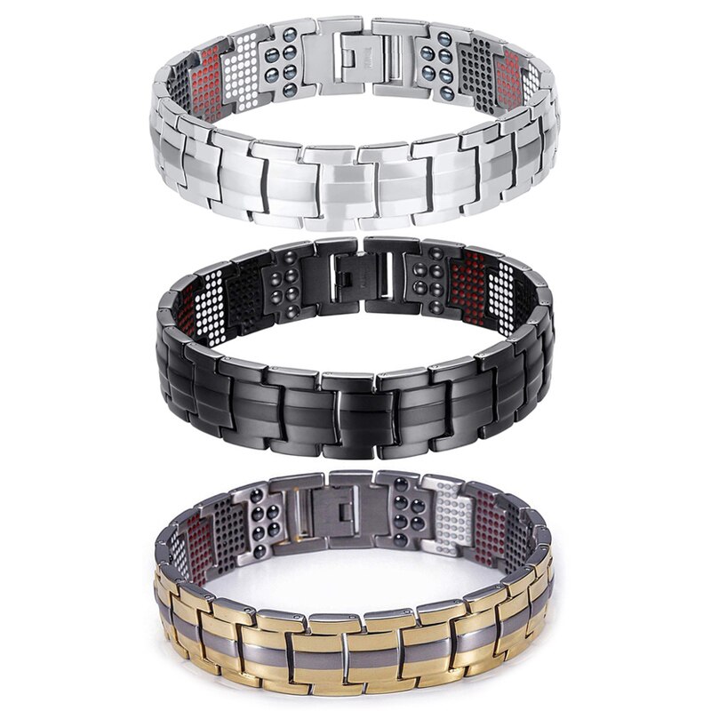 Galvani schwarz 4-IN-1 Anion Magnetische Armband 591 Elemente Titan Männer Armbänder d88