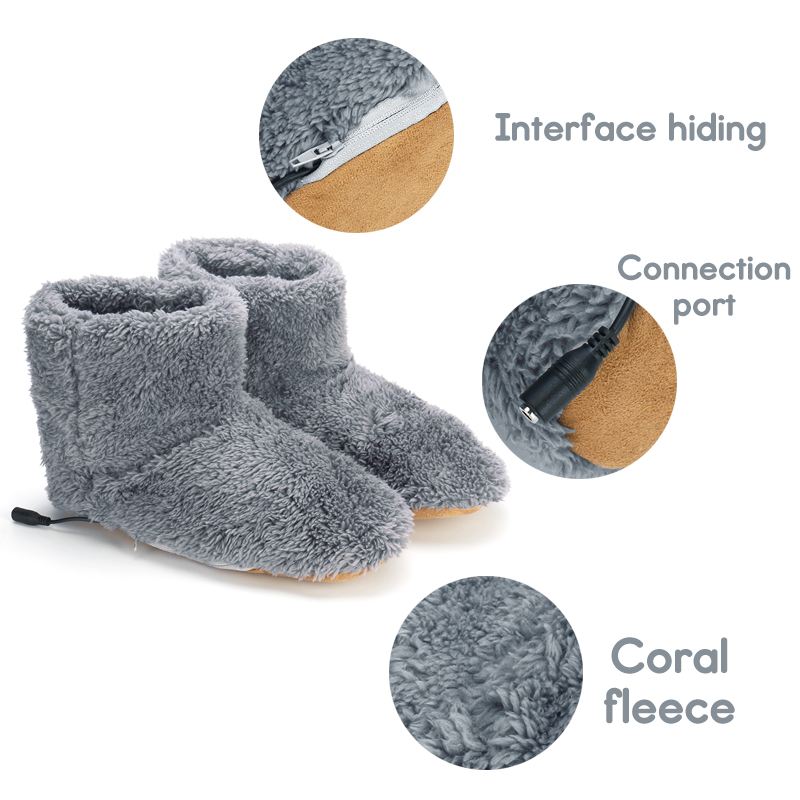 Winter USB Heizung Fuß Schuhe Plüsch Warme Elektrische Pantoffel Füße Beheizte Waschbar Paar Warme Schuhe Camping draussen Wasserdicht Schuh