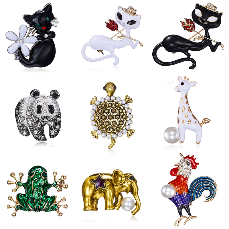 Animal Panda Cat Tortoise Elephant Brooch Horse Cock Fish Frog Brooch Pins Brooches Badges Collar Dresses Brooch Jewelry