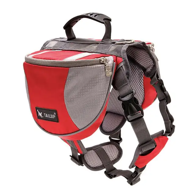 Pet Outdoor Backpack Large Capacity Dog Adjustable Saddle Bag Luxury Dog Backpack Harness Carrier For Traveling Hiking: M / Red