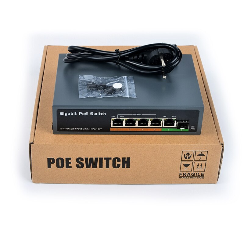 PSE604GS 4 Port Poe + 1 Port Uplink + 1 Port Sfp 65W IEEE802.3At / Af Standaard Alle Gigabit poe Netwerk Switch (Eu Plug)