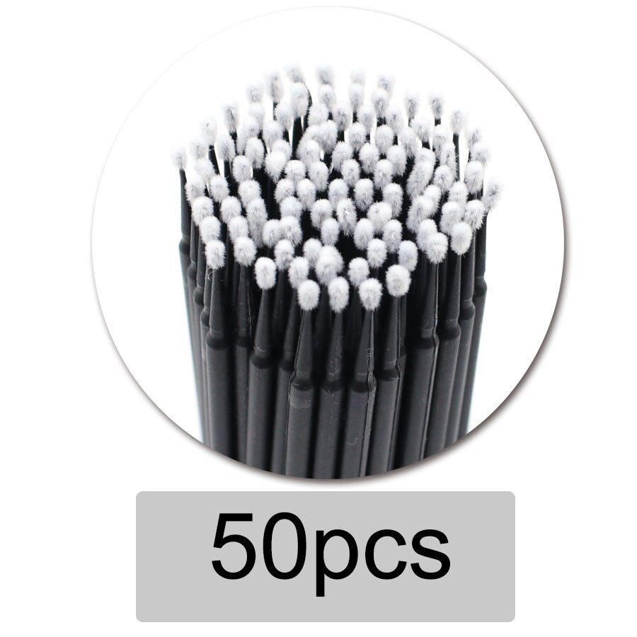 50pcs Disposable MicroBrush Eyelashes Extension Individual Lash Removing Swab Micro Brush For Eyelash Extension Tools: 50 pcs black