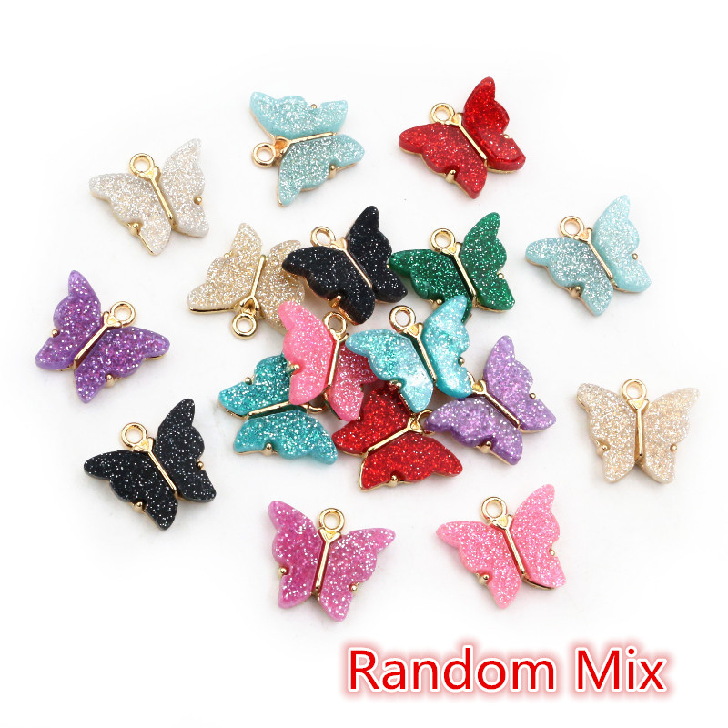 10 Uds. De 14x16mm acrílico mariposa encantos colgante de aleación de Metal para collar pulsera DIY accesorios de fabricación de joyas