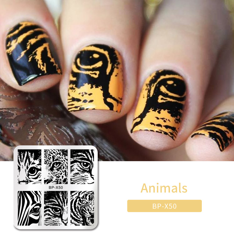 BORN PRETTY Animals Theme Nail Stamping Plates Stamp Plate Template Nail Art Cat Dog Leopard Zebra Image DIY DIY: BP-X50