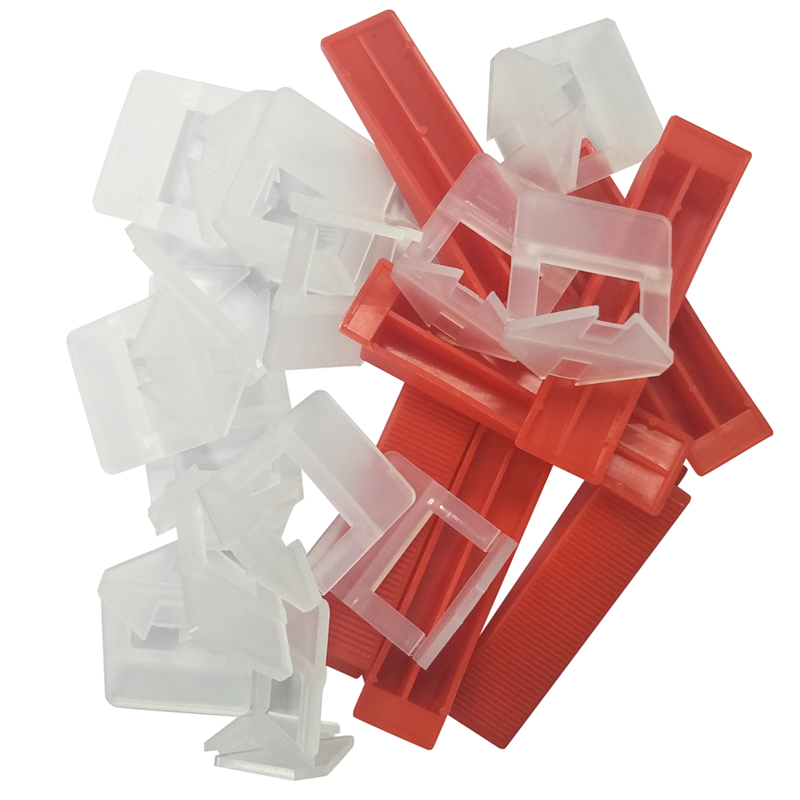 Tegel leveling systeem met schoonmaken en wassen spons (50 stuks rode wiggen + 50 stuks 3.0mm wit clips)
