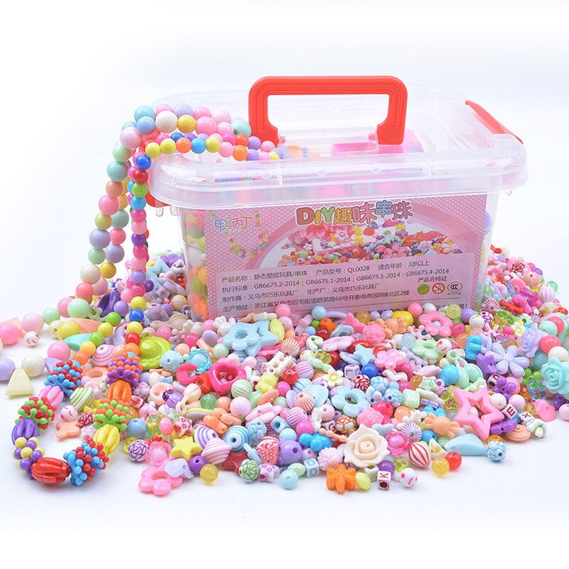 1000 stk diy håndlavet beaded legetøj med opbevaringsboks pige smykker armbånd smykker gør legetøj uddannelsesmæssige børn