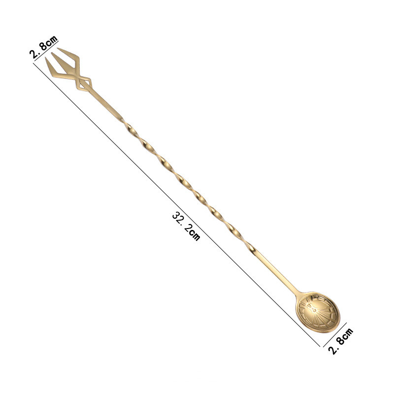 Stainless Steel Mixing Stirring Spoon Long Handle Double Head Spoon Dessert Spoon Coffee Scoop Drinks Cocktails Stirring Sticks: Gold
