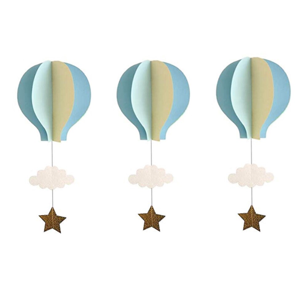 4Pcs 3D Papier Hanger Hete Lucht Ballonnen Wolken Sterren Opknoping Ornamenten Voor Home Decor