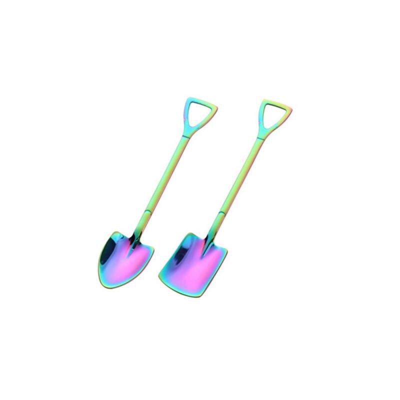 Shovel Small Spoon Fork Taro Spoon Coffee Stir Spoon Stainless Steel Long Handle Spoon Fork Home Small Tools: color