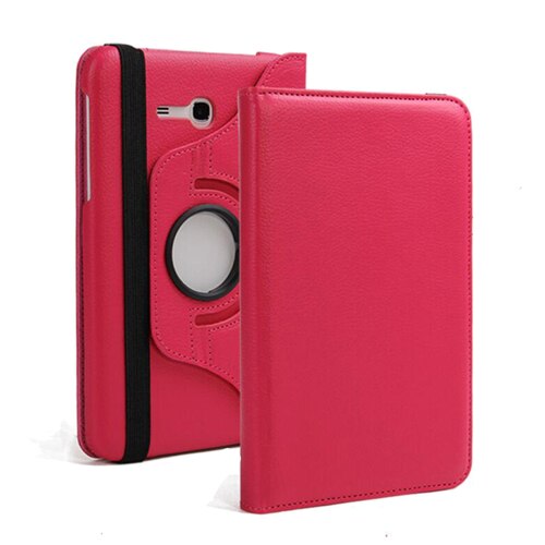 360 Degree Rotating Case For Samsung Galaxy Tab 3 Lite 7.0 Cover For Samsung Tab SM-T110 SM-T111 SM-T113 SM-T116 Tablet Case: rose red