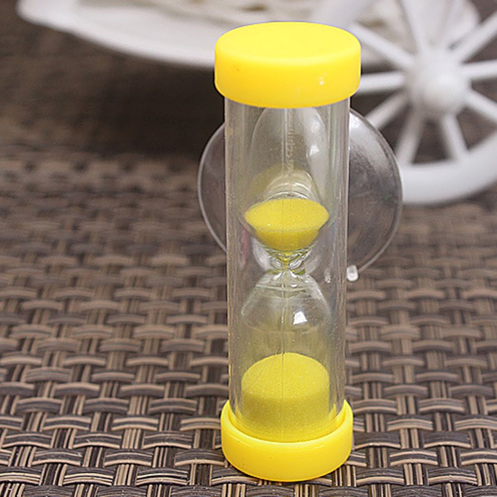 2-3 Minutes Hourglasses with Suction Cup Children Teeth Brushing Timer Home Decorative Plastic Sand Clock Shower Timer For Kids: 2-minute yellow