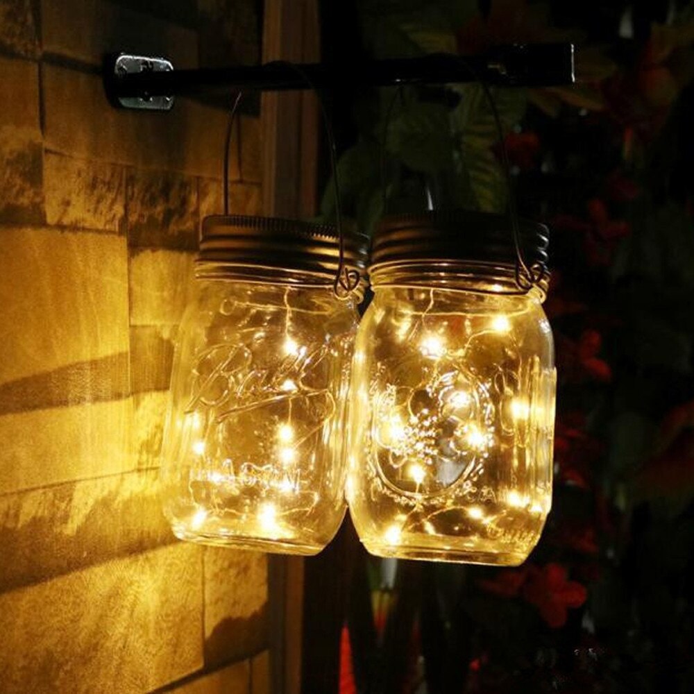 Guirnalda de luces LED alimentada por energía Solar para Mason Jar, tapa de tarro con cambio de Color, decoración de jardín, frascos para la boca regulares, n. ° 20: yellow