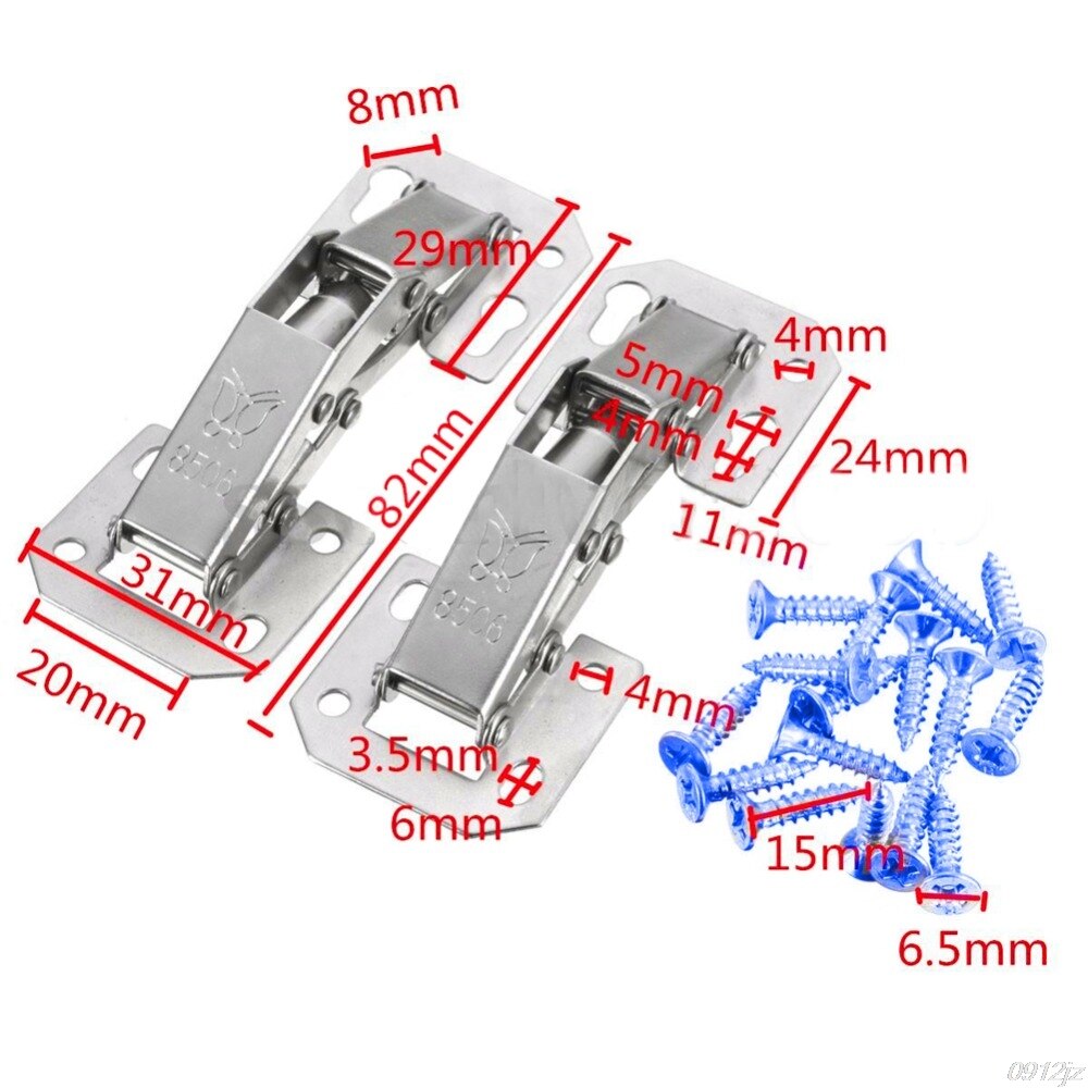 2Pcs Easy Mount 90 Degree Concealed Kitchen Cabinet Cupboard Sprung Door Hinges