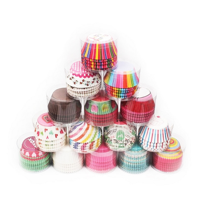 100 Stks/set Muffin Cupcake Cups Cake Formulieren Cupcake Liner Bakken Muffin Box Cup Case Party Tray Cakevorm Decorating Gereedschap