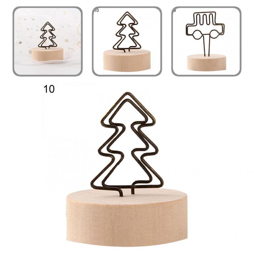 Lightweight Durable Metal Photo Clips Wooden Base Photo Holder Compact for Dorm