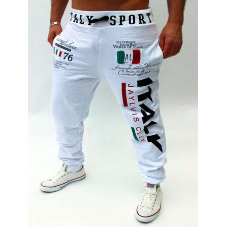 Casual byxor italiensk flagga tryck casual byxor stor storlek: Xl / Vit