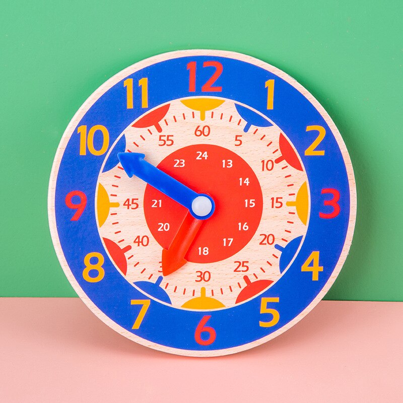 1Pcs Children Early Education Wooden Clock Toys Hour Minute Second Cognition Clock Toys for Kids Preschool Education Tools