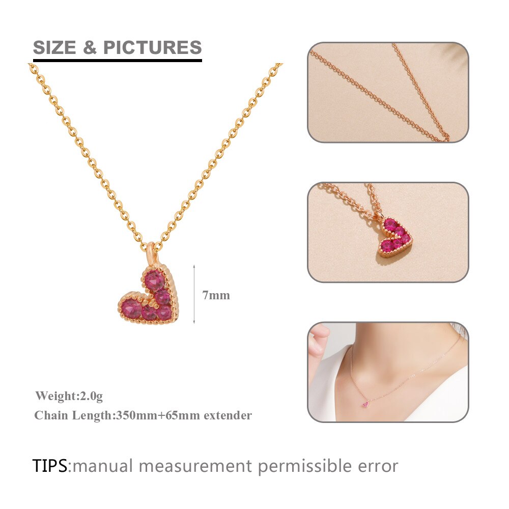 SA SILVERAGE 925 Sterling Silber Herz Schmuck-setzt für Frau 925 Silber Rose Gold Farbe Edelstein Zucht Ohrringe Halsketten einstellen