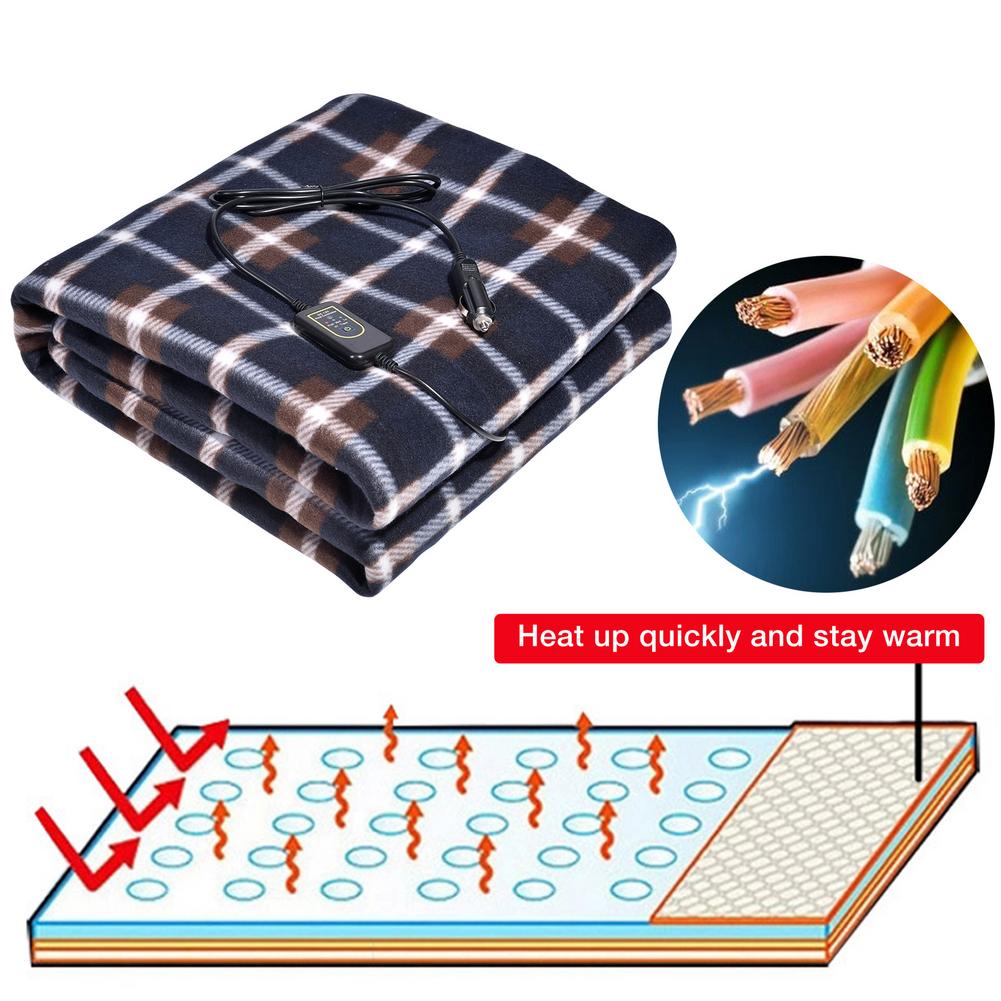 Car Heating Blanket 12V Electric 3 Speeds Warm Heated Blanket