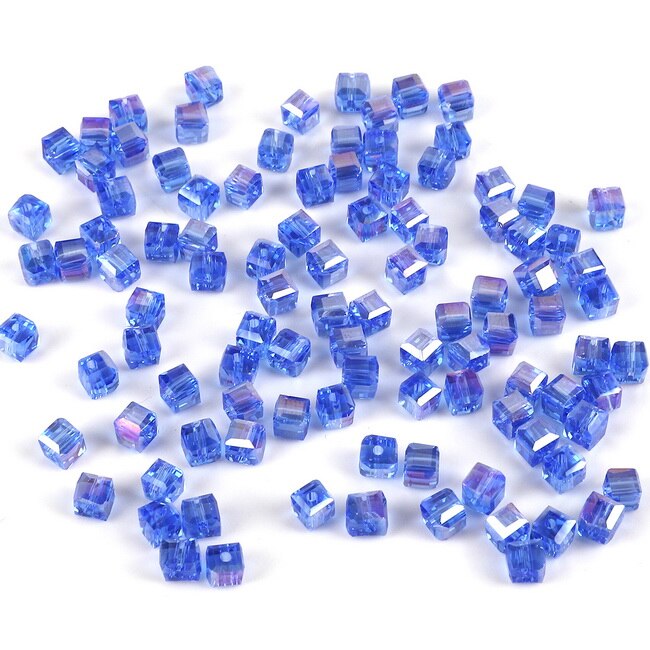 3mm 100 stk mini østrigske krystal firkantede perler til beklædningsdekoration blandede farver glasperler gør-det-selv tilbehør forsyninger: Ab mellemblå