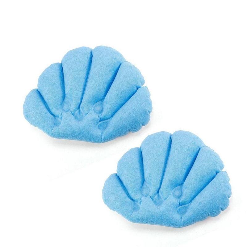 Opblaasbaar badkussen voor huishoudelijk gebruik, opblaasbaar badstof kussen, kleur willekeurig, kussenondersteuning nek, badwaaiervormig, zachte nek  k2 v 3