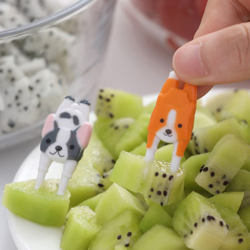 7 stk/sæt søde mini dyr tegneserie mad plukker børn snack mad frugt gafler frokost bento tilbehør fest indretning