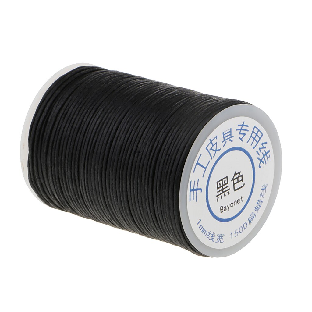 1 rulle 60m længde polyester stærk syning vokset tråd læder linje håndværk tilbehør 1mm diameter: Sort