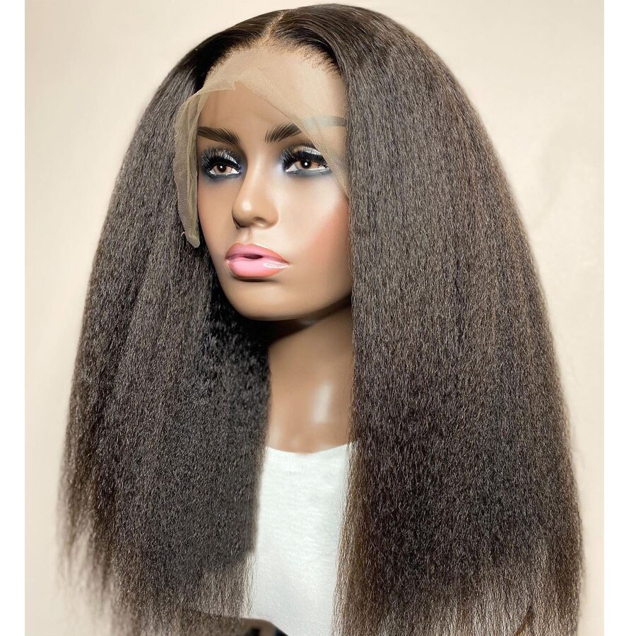 Glueless Kinky Straight Curly Yaki Synthetic Lace Front Wigs For Women Lace Frontal Wigs Full Hair Cosplay Daily Wig Heat Resist