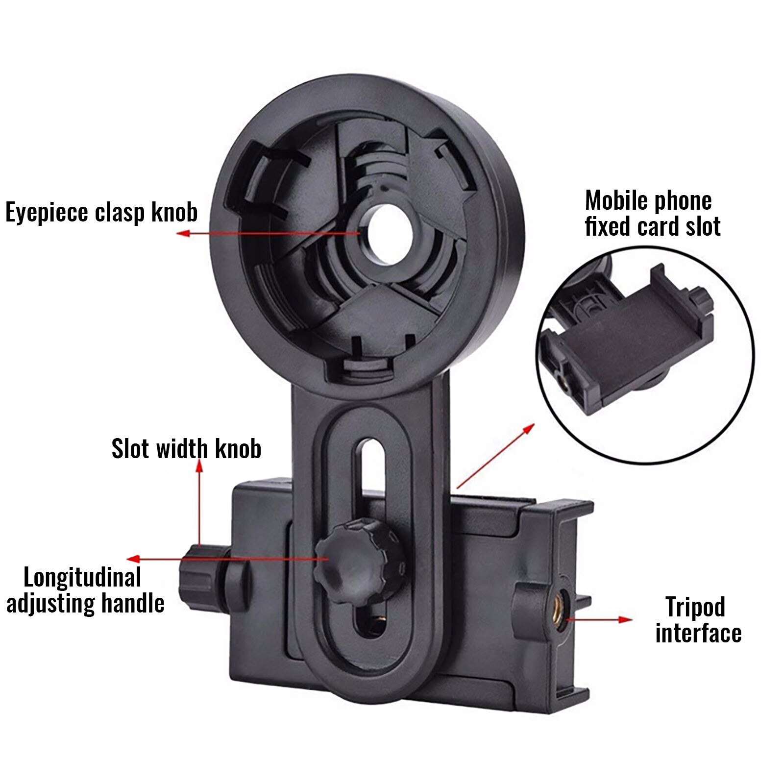 Universal Cell Phone Adapter Clip Mount Astronomical Telescope Spotting Auxiliary Camera Clip Accessories Mobile Phone Clip